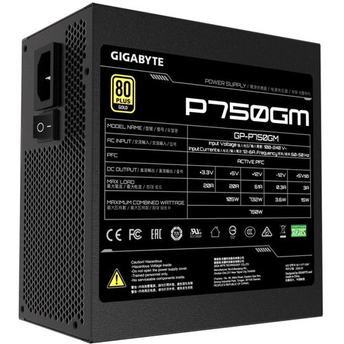 Gigabyte PSU 750W Gold Modular80+ GOLDFully Modular8xSATA,3x4Pin,1xFloppy, 4xPCIe 6+2 Pin Cijene