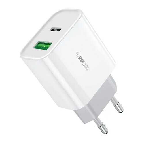 WEKOME WP-U53 Super brzi Strujni GaN Punjač, 2-porta USB (3.0 i PD-tipC) 20W, beli Slike