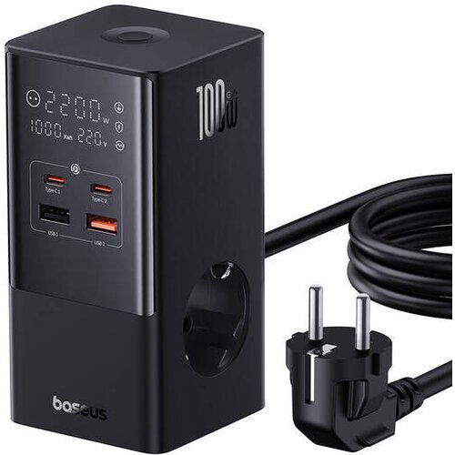 Baseus PowerCombo 100W omrežni polnilec / napajalni trak (črn) Cene