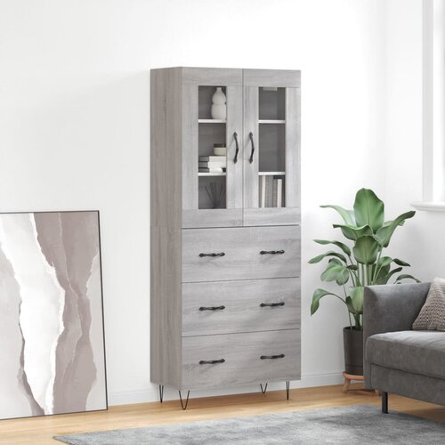 vidaXL Visoka komoda siva sonoma 69,5x34x180 cm inženirski les Cene