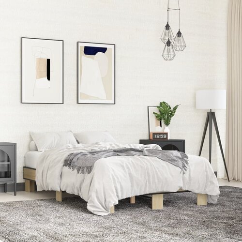  Okvir za krevet boja hrasta 120x190cm konstruirano drvo i metal Cijene