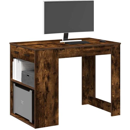 vidaXL Radni stol s ladicom i policom dimljeni hrast 102x62x77,5 cm Cijene