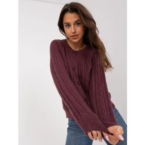 Fashion Hunters Dark purple cardigan with cables
