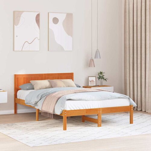  Krevetna konstrukcija Smeđa 135 x 190 cm Čvrsto borovo drvo Cijene