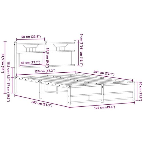 VidaXL Okvir kreveta bez madraca smeđa boja hrasta 120 x 200 cm drveni Slike