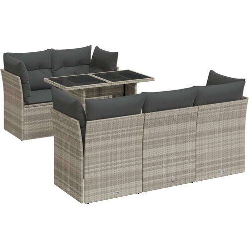 VidaXL 6-dijelni set vrtnih sofa od poliratana s jastucima svjetlosivi Slike