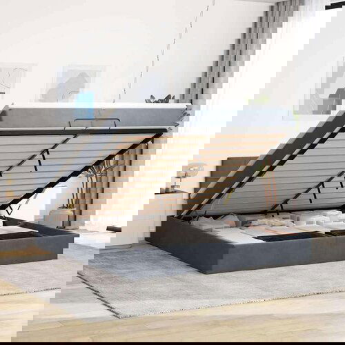VidaXL Okvir kreveta s madracima tamnosivi 200x200cm bar&amp;scaron;unasti Slike