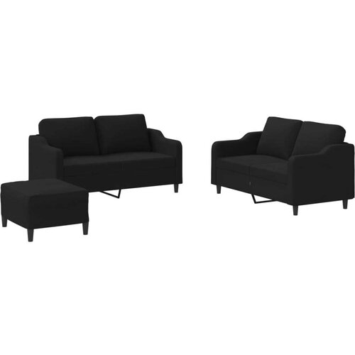  3-dijelni set sofa s jastucima crni od tkanine Slike