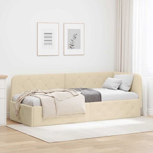  Kutni okvir kreveta Krema 80 x 200 cm tkanina Cijene
