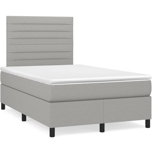 VidaXL Box spring postelja z vzmetnico LED sv. siva 120x190 cm blago Slike