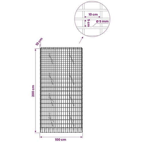  Gabion s žicom debljine 5 mm i mrežom 5x10 cm 100x10x200 cm - 10 cm 200 cm 100 cm Slike