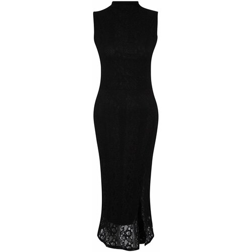 Trendyol Black Lace Zero Sleeve Fitted/Fitted Stretchy Knitted Midi Dress Slike