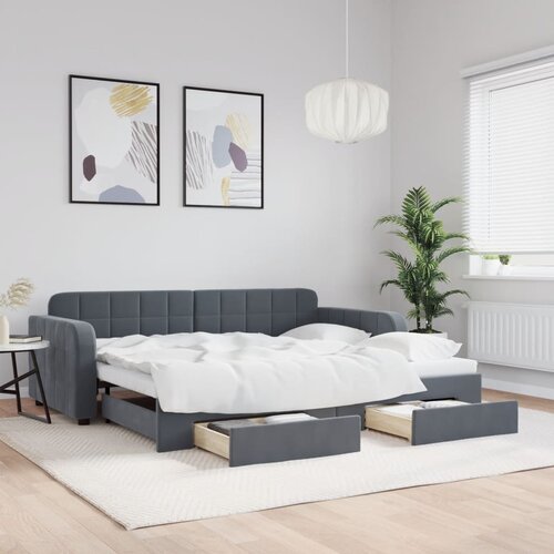  Dnevni krevet s pomoćnim ležajem i ladicama bez madraca tamno siva 90x190 cm Cene
