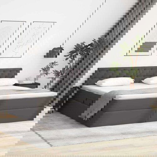  Krevet S LED lampica s uzglavljem Siva 180 x 200 cm PVC Cijene