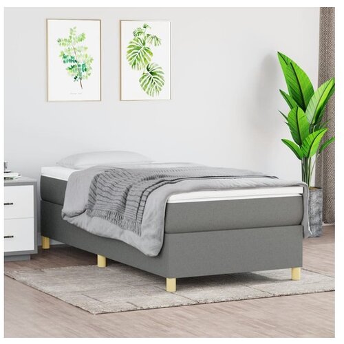  Box spring postelja z vzmetnico temno siva 100x200 cm blago Cene