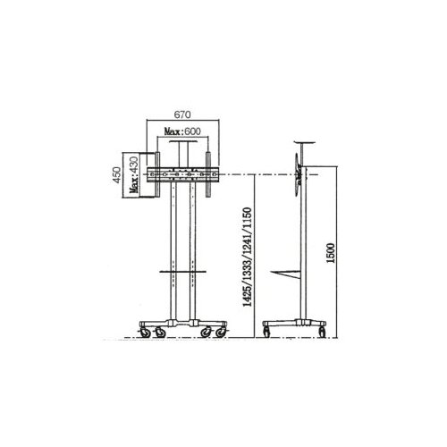 Xstand 32/75 podni pokretni nosac za TV/VESA 600x400/maxTILT od+15-15/do 45kg Cene