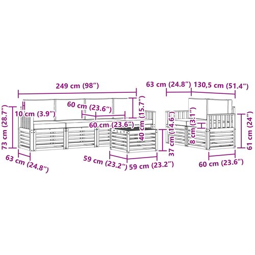  Set vanjskih sofa 7 kom. Bijela i krem Poliester 59 x 59 x 37 cm Slike