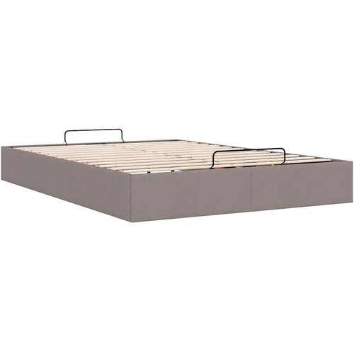 VidaXL otomanski okvir kreveta bez madraca smeđesivi 140x200cm tkanine Slike