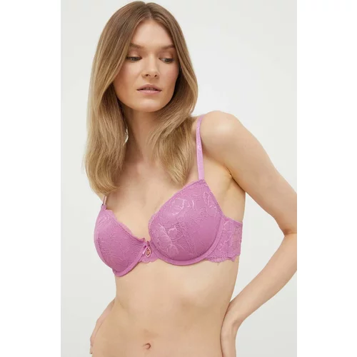 Emporio Armani Underwear Grudnjak boja: ružičasta, čipkasti, glatki model