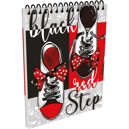 Optimum Sveska sa spiralom tvrdi povez dikto A4/80 Black Red Step Slike