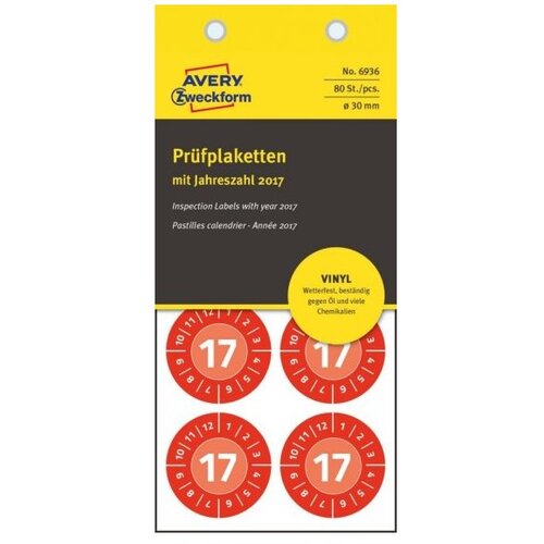 Avery Zweckform Kontrolne etikete z letnico, Ø 30 mm, rdeče Cene