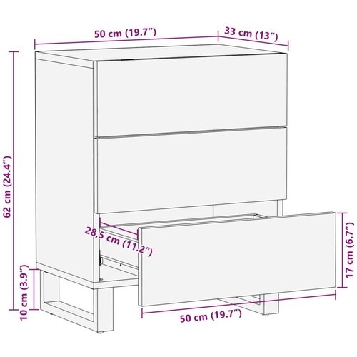  Ormar za krevet Smeđa 58 x 36 x 22 cm Čvrsto drvo manga Slike