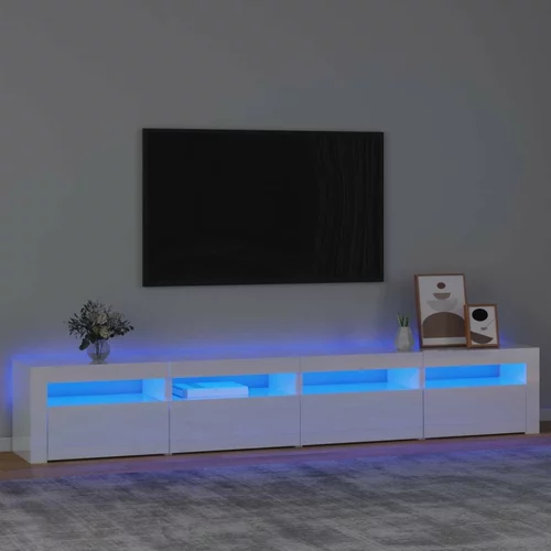 TV ormarić s LED svjetlima visoki sjaj bijeli 240x35x40 cm