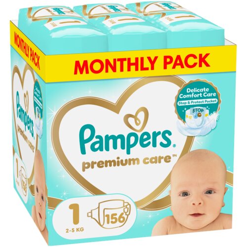 Pampers pelene Premium Care XXL mjesečno pakiranje, veličina 1, 156 komada Cijene