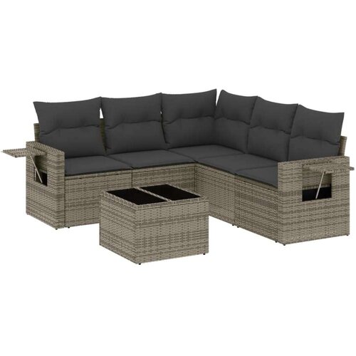 VidaXL 6-dijelni set vrtnih sofa od poliratana s jastucima sivi Slike