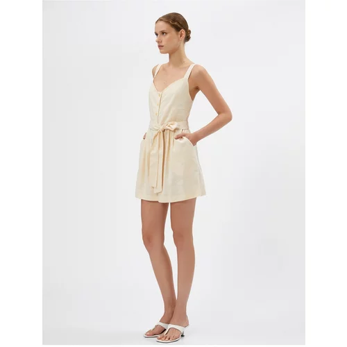 Koton Shorts and Rompers Linen Blend With Straps, Belted Waist With Buttons.