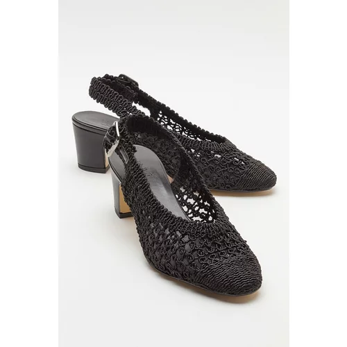LuviShoes LOPA Women's Black Knitted Heeled Shoes