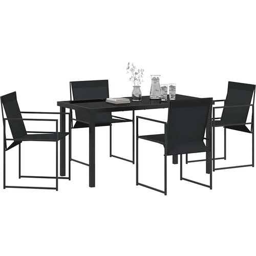  Vrtni set za objed 5 pcs Crna Textilene i čelik Slike