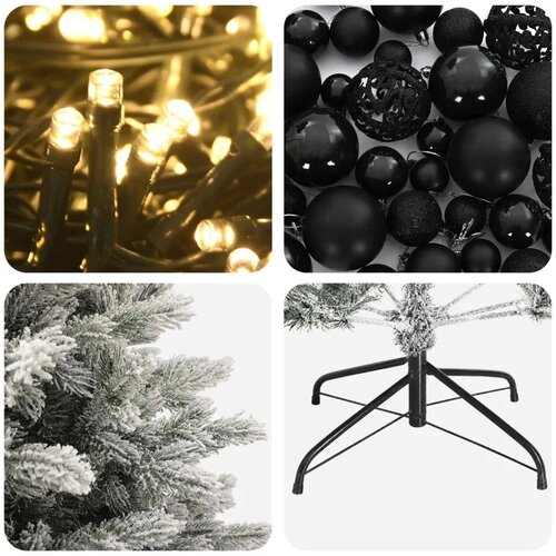  Umjetno božićno drvce s kuglicom 210 cm 300 LED lampica - Zelena i bijela 210 cm s LED-ima i crnim lopticama Slike