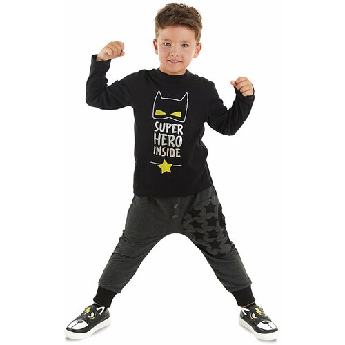 Mushi Superhero Boys Kids Black T-shirt Gray Pants Suit Slike