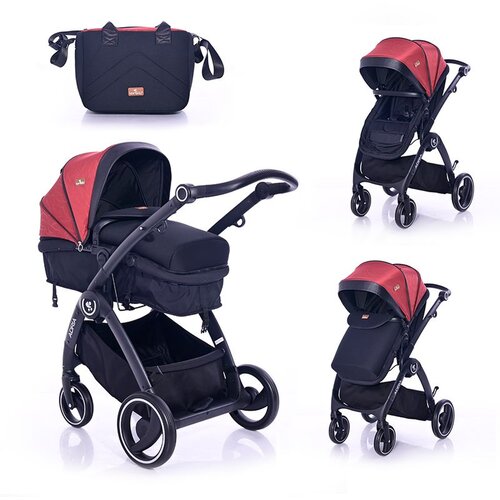 Lorelli ADRIA Kolica Black/Red 2u1 SET: Košara + Putna Torba + Zimska Navlaka (do 15 kg) Cene