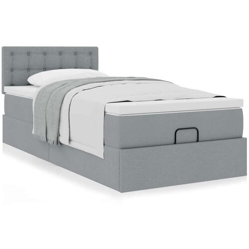 VidaXL Otomanski okvir kreveta s madraca svijetlosivi 90x190cm tkanine Slike