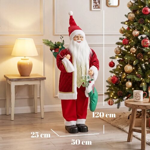 Djed Mraz visok 120 cm pjeva i ple&amp;scaron;e stojeća animirana božićna figura s čarapom i vrećom aktivira se zvukom/dodirom Slike