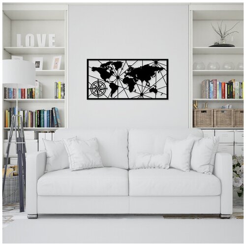 Wallity Zidna dekoracija Mapa svijeta, srednja, 100x50 cm, 1,2 mm, crna Cene