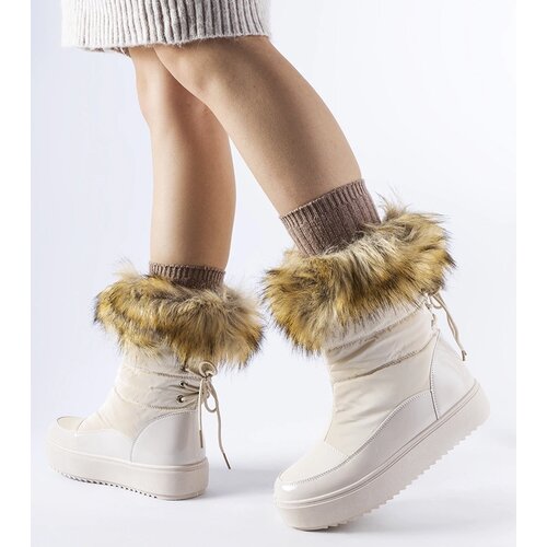 Gemre Beige snow boots with decorative fur Igne Cene