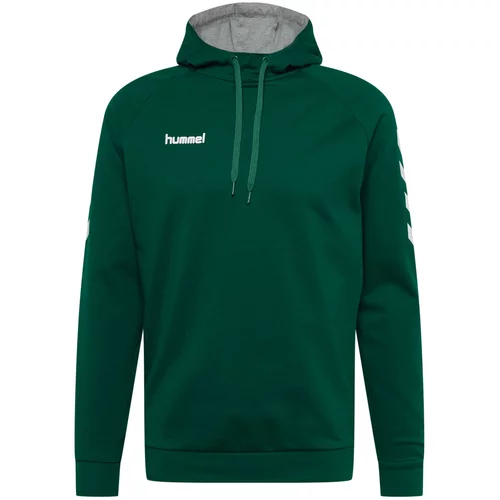 Hummel Sportska sweater majica siva melange / tamno zelena / bijela