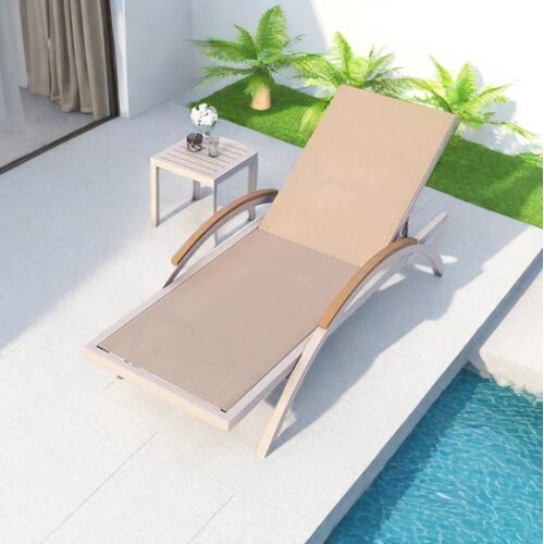 Nero Aluminijumska ležaljka 195 x 65 x 30 cm, Bež Slike