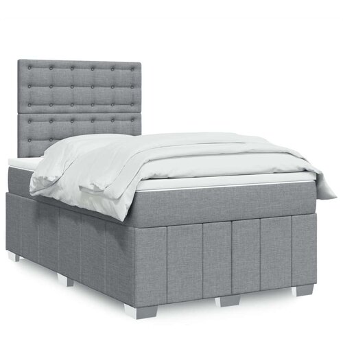 vidaXL Boxspring postelja z vzmetnico svetlo siva 120x190 cm blago Cene
