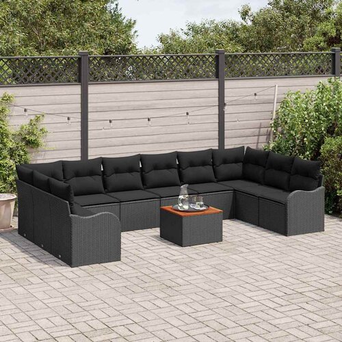  Sjedeća garnitura za vrt 11 kom. Crna poliratan 344 x 177,5 x 69 cm Slike