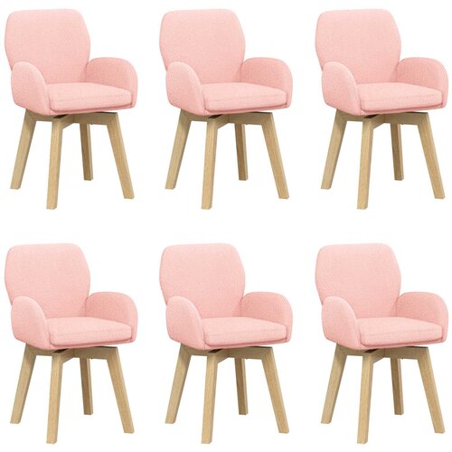 vidaXL Okretne blagovaonske stolice 6 kom. Boucl&eacute; Ružičasta - Ružičasta 6 Cijene