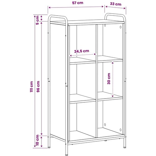  Ormarić za knjige 57 x 33 x 111 cm Konstruirano drvo Crni hrast - Crni hrast 57 x 33 x 111 cm Slike