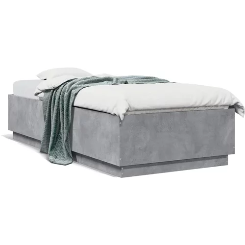  Okvir kreveta s LED svjetlima boja betona 90 x 200 cm drveni