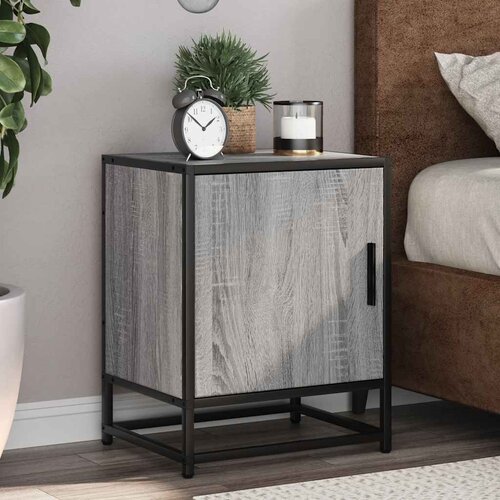 VidaXL Nočna omarica 2 kosa siva sonoma 40x31x50 cm inž. les in kovina Slike