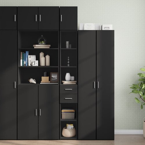 VidaXL Uski ormarić za pohranu crni 30x42,5x225 cm konstruirano drvo Slike