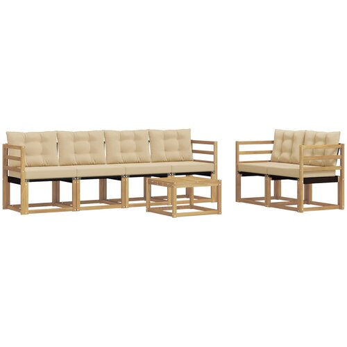 vidaXL Zunanja garnitura za sedenje z blazino 7 pcs Bela in bež, (5000270412) Cene