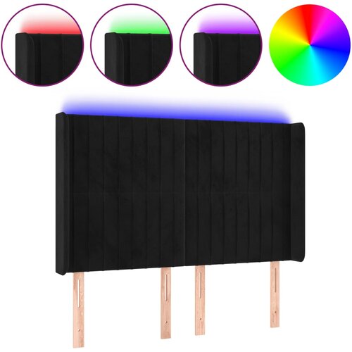 Maison Chic led posteljno vzglavje - vzglavna omarica - nočna omarica črno 147x16x118/128 cm žamet, (21711041) Cene